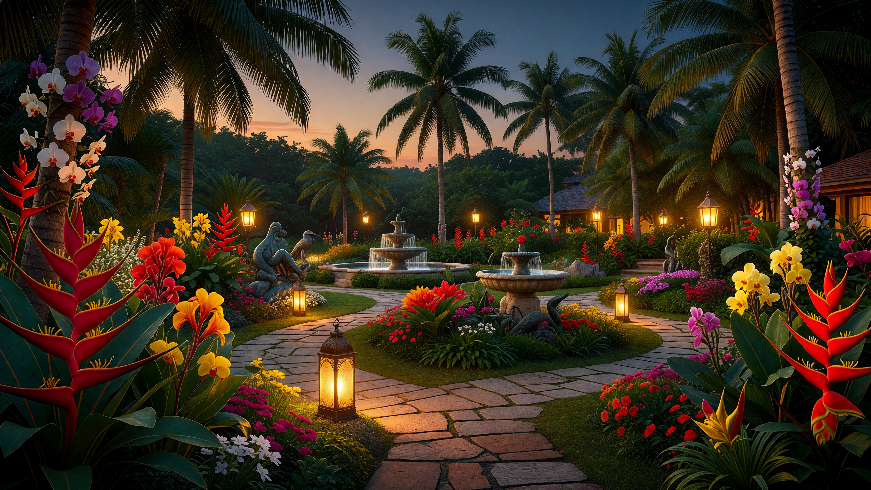 Resort Garden at Evening